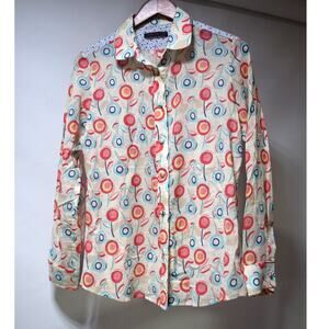 Harvey Faircloth Women’s Size 6 Floral Print Cotton Button Down Shirt Multicolor